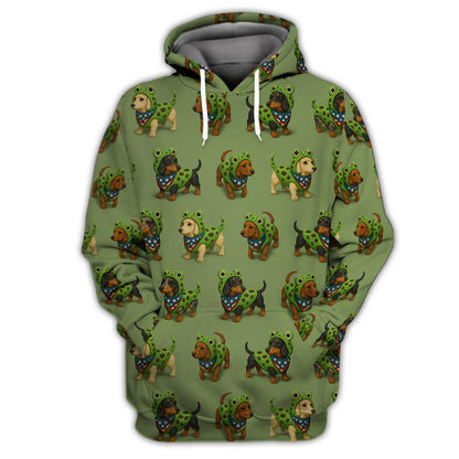 Funny Dachshund Hoodie, Dachshund Wiener Dog Sweatshirt, Frog Costume Dog Lover Gift
