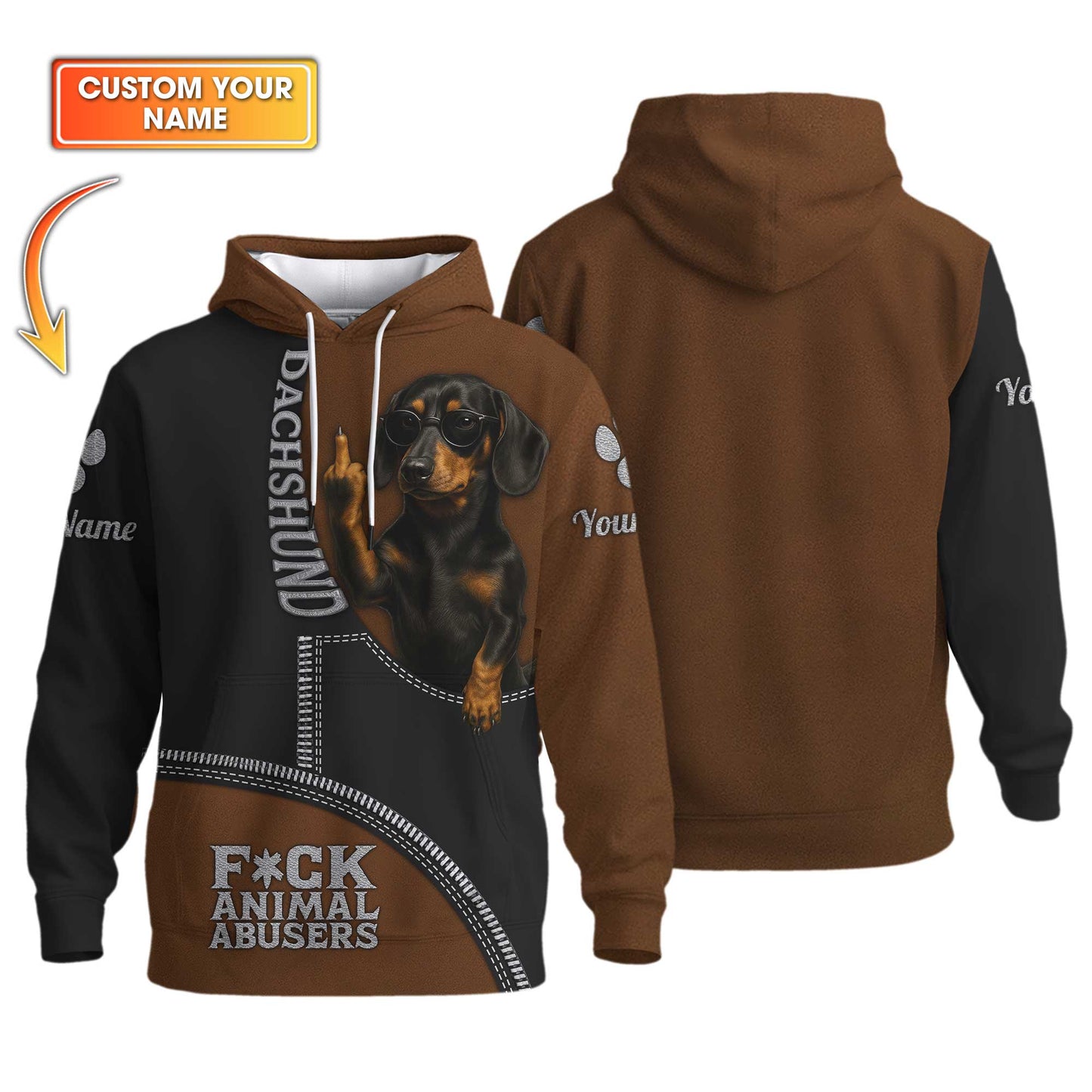 Custom Name Dachshund Shirt, Weiner Dog Shirts, Badass Dog Anti Animal Abusers Shirt