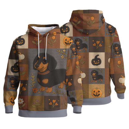 Pattern Polos For Spooky Season, Dachshund Halloween Shirt, Dachshund T Shirt - Autumn Floral Pumpkin