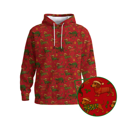 Festive Holiday Shirt, Dachshund Shirt, Weiner Dog T Shirt, Pattern Polos For Christmas