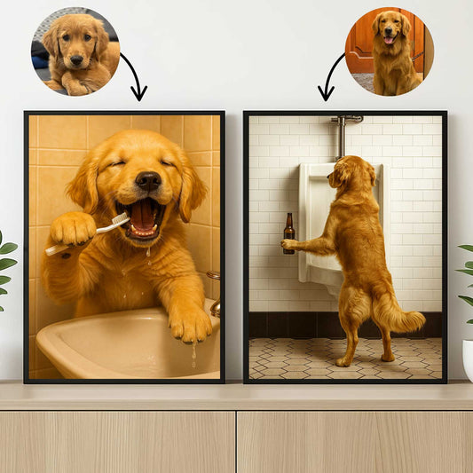 Lovely Mischievous Golden Retriever Canvas, Funny Wall Decoration For Pet Lovers