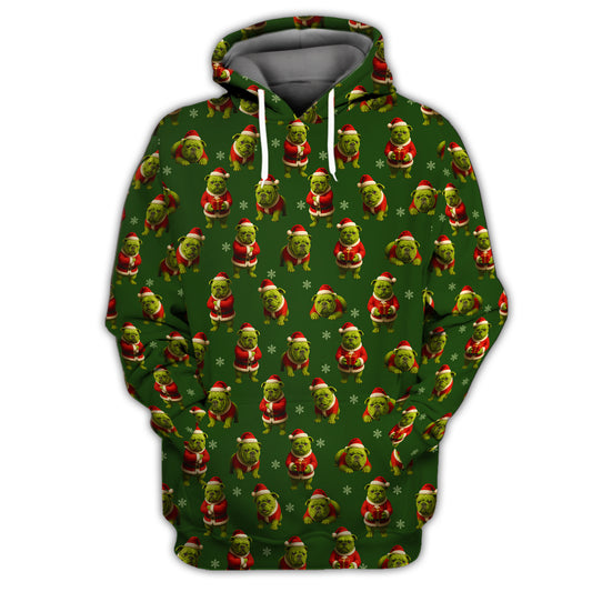 Funny Green Pug Christmas Hoodie, Pug Christmas Sweater, Christmas Gift for Dog Lovers