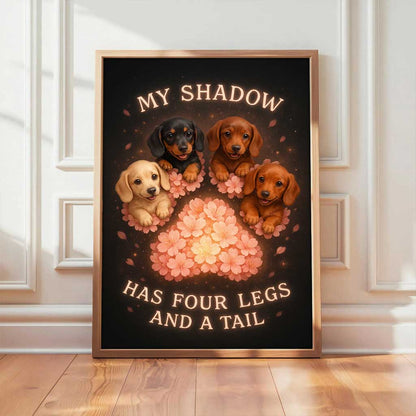 Dachshund “My Shadow Has Four Legs And A Tail” Canvas Wall Art, Cute Sausage Dog Lover Gift