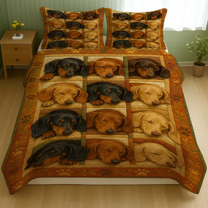 Dreaming Dachshunds Quilt Set, Soft Warm Quilt With Adorable Sleeping Dog Design