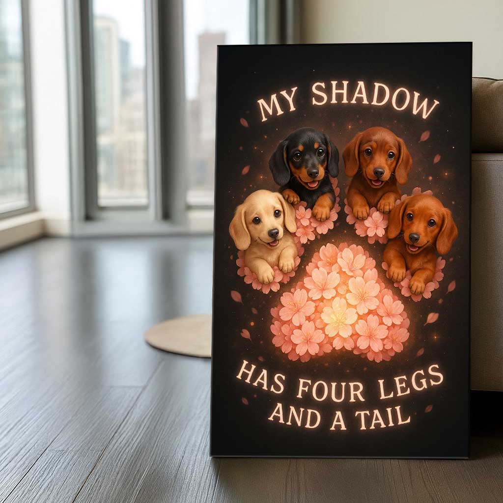 Dachshund “My Shadow Has Four Legs And A Tail” Canvas Wall Art, Cute Sausage Dog Lover Gift