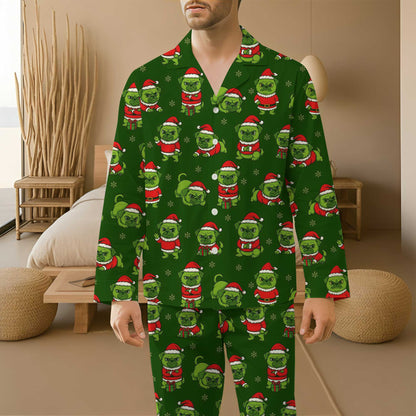 Pattern Christmas Pugs Pajamas Set, Merry Pugmas Holiday Pajamas,  Pet Lover Christmas Pyjamas