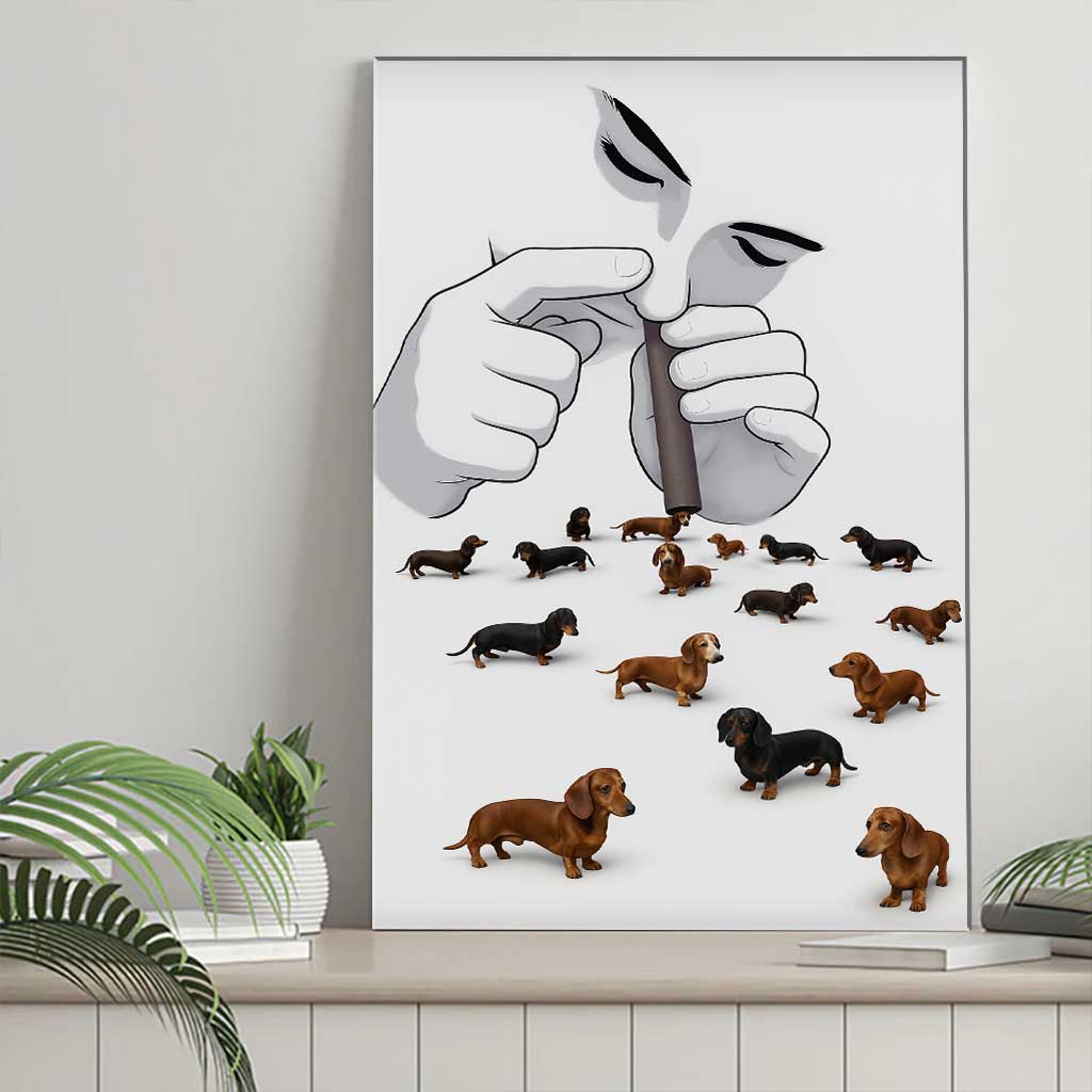 Funny Dachshund Art Print, Whimsical Surreal Dog Illustration Canvas, Unique Gift for Sausage Dog Lovers
