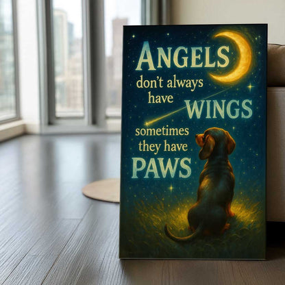 Angels Don’t Always Have Wings Dachshund Canvas Wall Art, Heartwarming Dog Memorial Quote