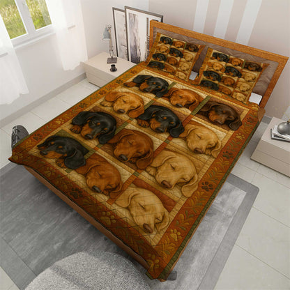 Dreaming Dachshunds Quilt Set, Soft Warm Quilt With Adorable Sleeping Dog Design