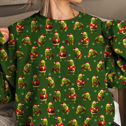 Funny Green Pug Christmas Hoodie, Pug Christmas Sweater, Christmas Gift for Dog Lovers