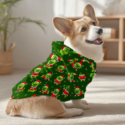 Christmas Dog Hoodie, Pug Xmas Pattern Dogs Hoodie, Pet Hoodie For Dog Lover, pug in a hoodie