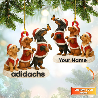 Personalized Dachshund Christmas Ornament, Custom Name Cute Dog Holiday Decoration for Dachshund Lovers