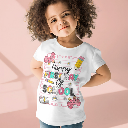 Happy First Day Of School - Custom Name Back To School - Personalized Toddler T-Shirt
