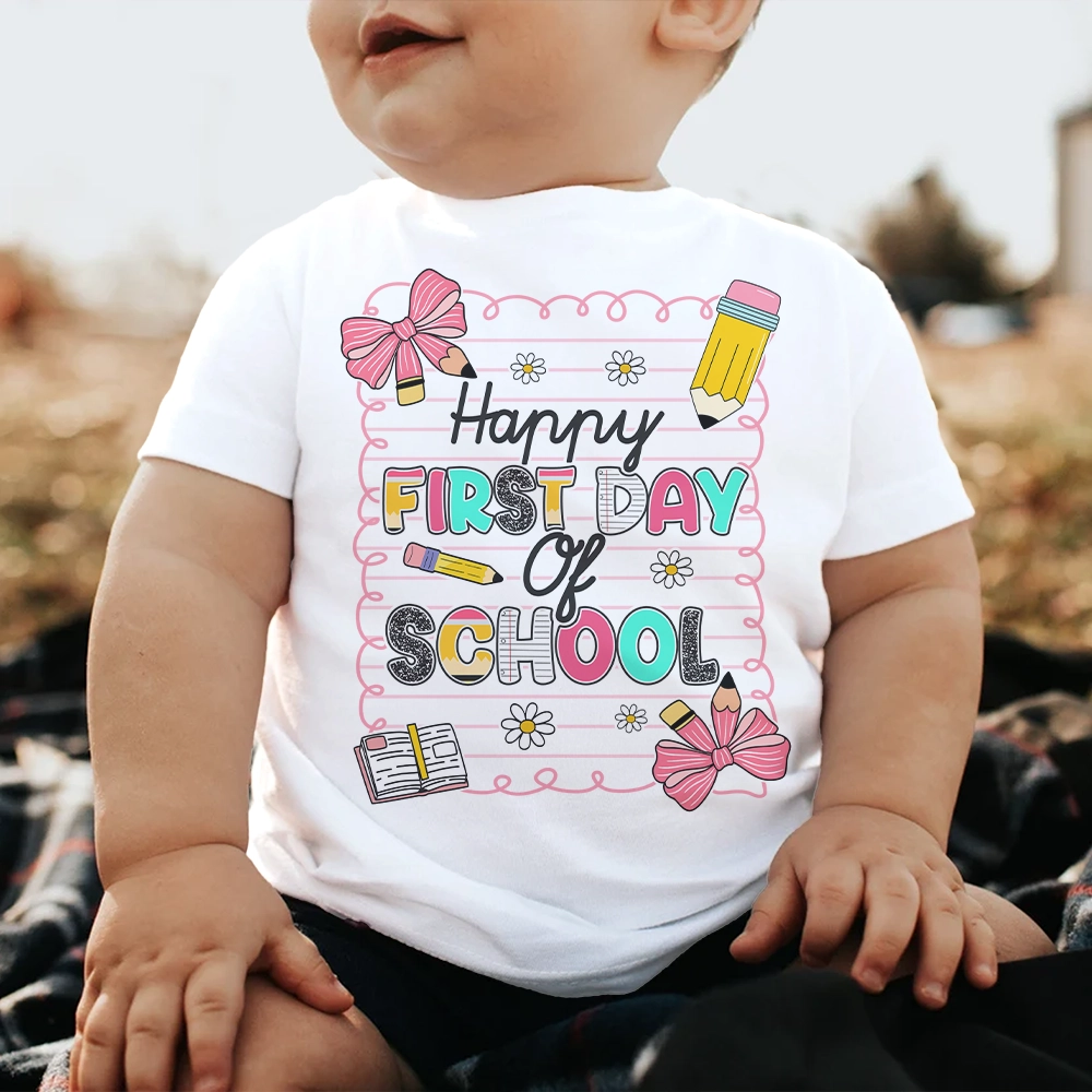 Happy First Day Of School - Custom Name Back To School - Personalized Toddler T-Shirt