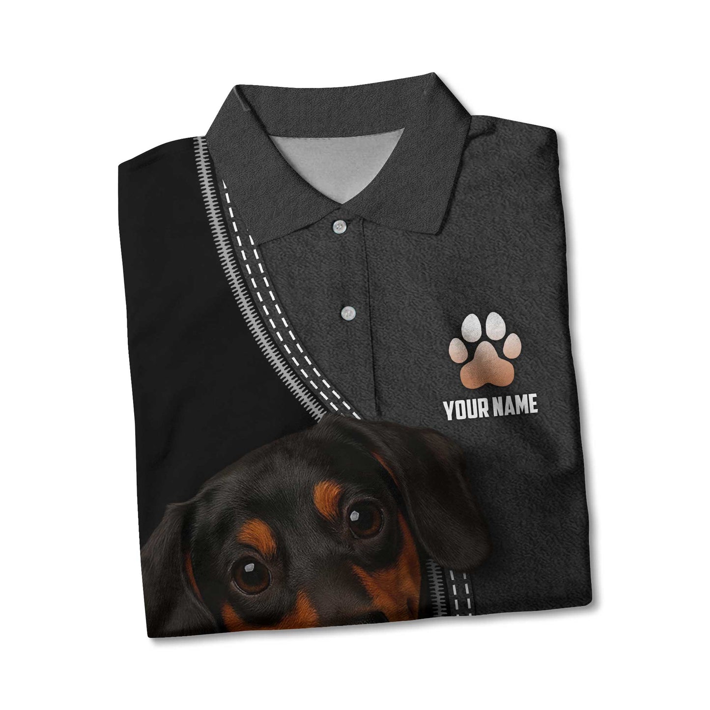Dachshundaholic, Pattern Polos For Spooky Season, Dachshund Shirt, Weiner Dog T Shirt