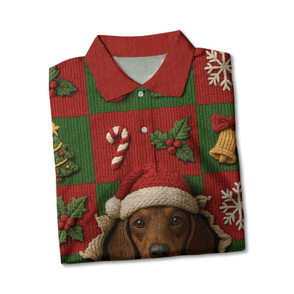 An Old Woman With A Dachshund, Dachshund Shirt Women's, Weiner Dog Tee, Pattern Polos For Spooky Season