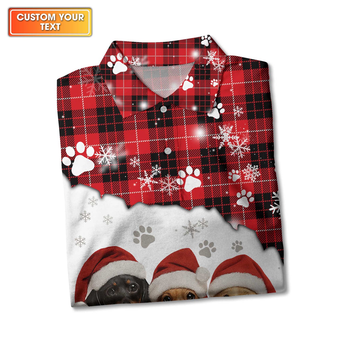 Dachshund Christmas Shirt, Weiner Dog T Shirt, Pattern Polos For Spooky Season, Custom Quote Shirt