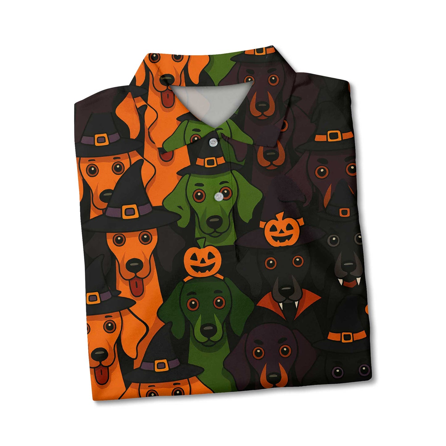 Weenie Dog Halloween With Witch Hat Print, Pattern Polos For Spooky Season, Dachshund Hoodie