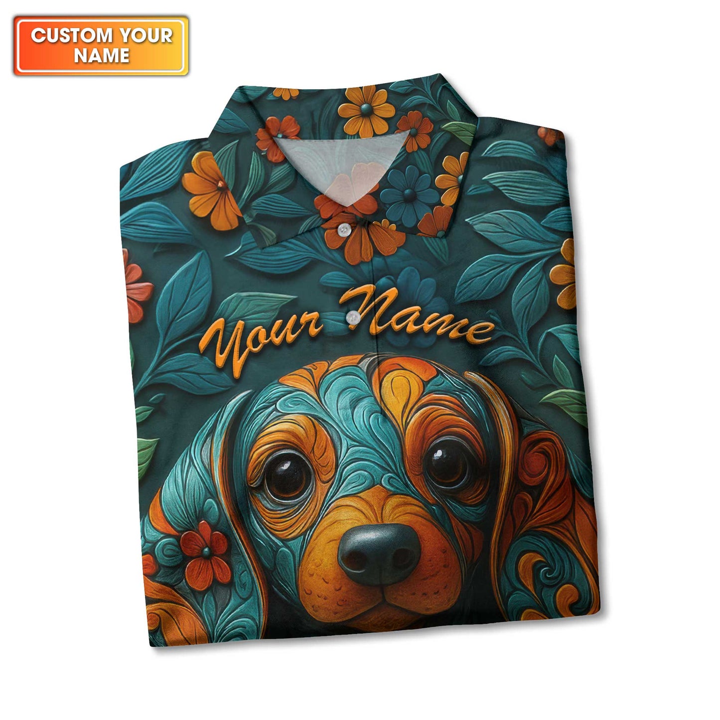 Custom Name Dachshund Shirt, Weiner Dog Shirts, Dachshund T Shirt, Floral Pattern