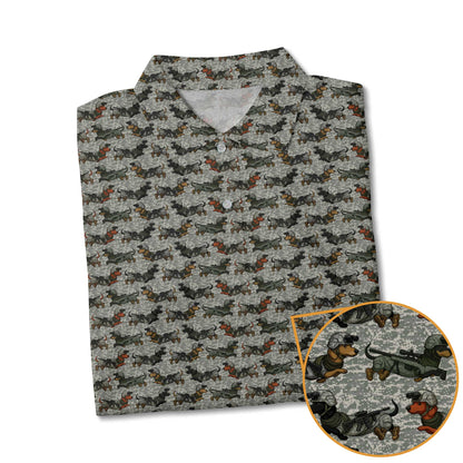 Sausage Dog Camo All Over Tee, Pattern Polos For Dog Lover, Dachshund Shirt