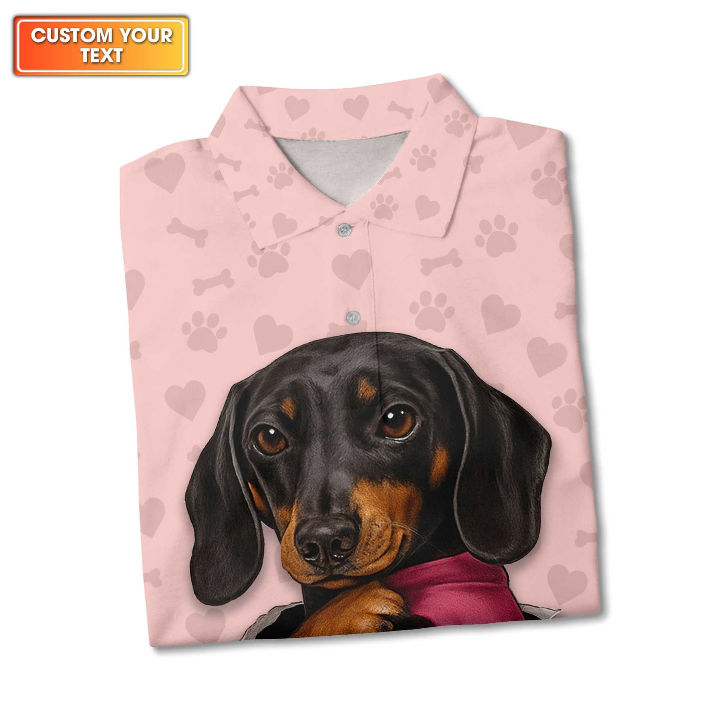 I Love Dachshund Custom Name Pink Shirt, Weenie Dog Lovers Shirt, Cute Dachshund Shirt