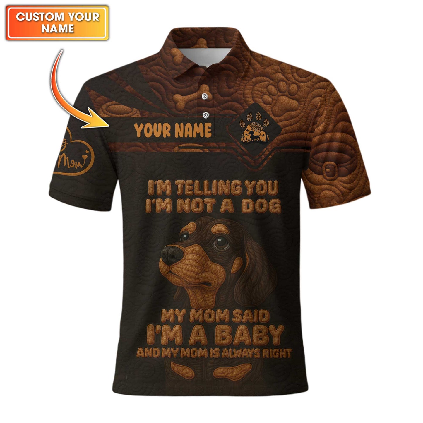 My Mom Said I'm A Baby, Dachshund Shirt Women's, Weiner Dog T Shirt, Pattern Polos For Spooky Season
