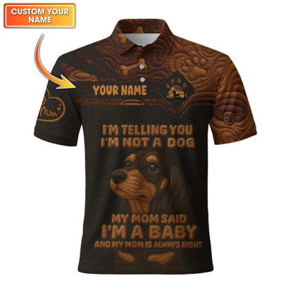 My Mom Said I'm A Baby, Dachshund Shirt Women's, Weiner Dog T Shirt, Pattern Polos For Spooky Season
