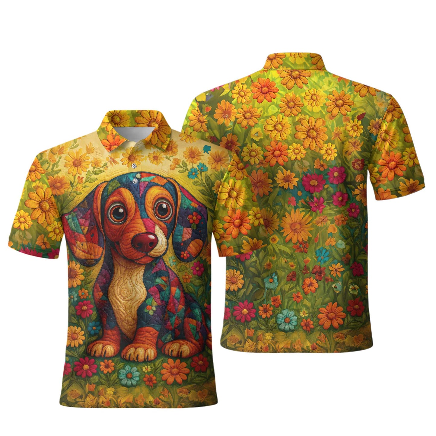Dachshund Shirt, Weenie Dog Shirts With Colorful Floral Art Design