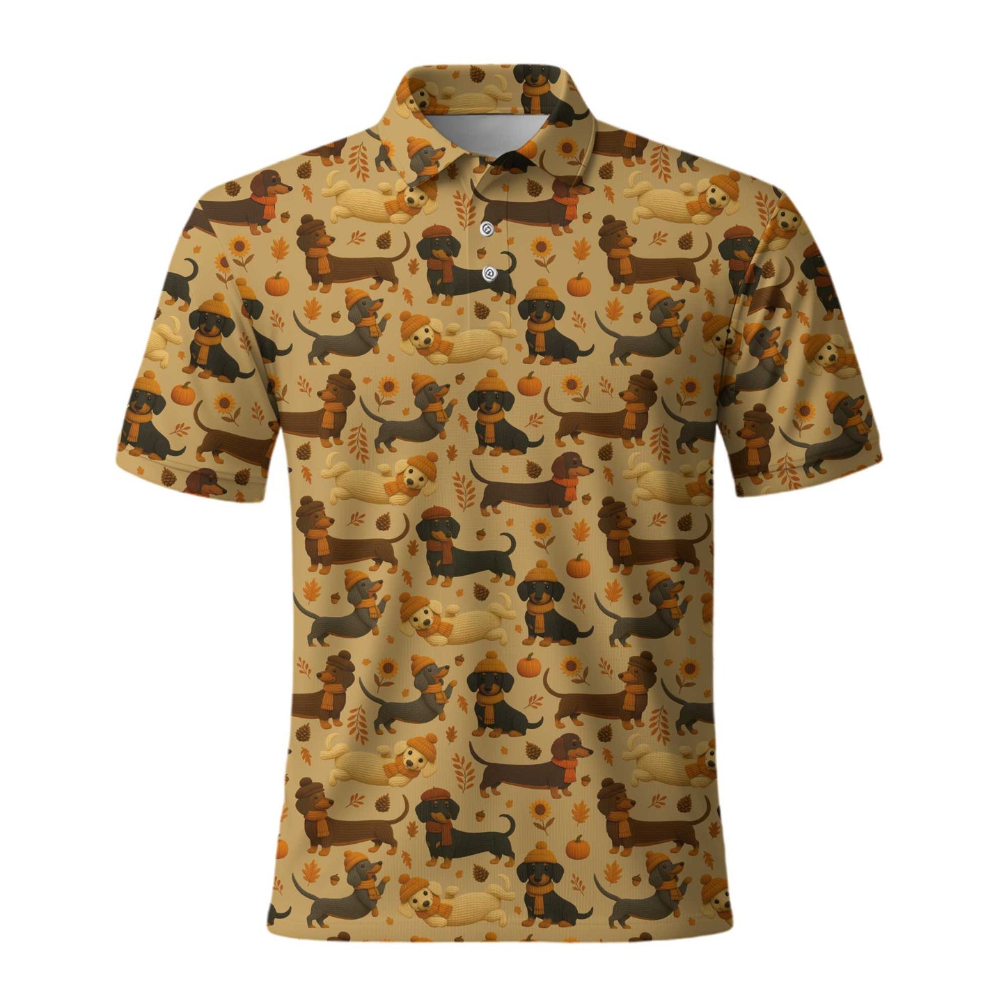 Fall Pattern Shirt, Dachshund Christmas Shirt, Weiner Dog Tee, Pattern Polos For Spooky Season
