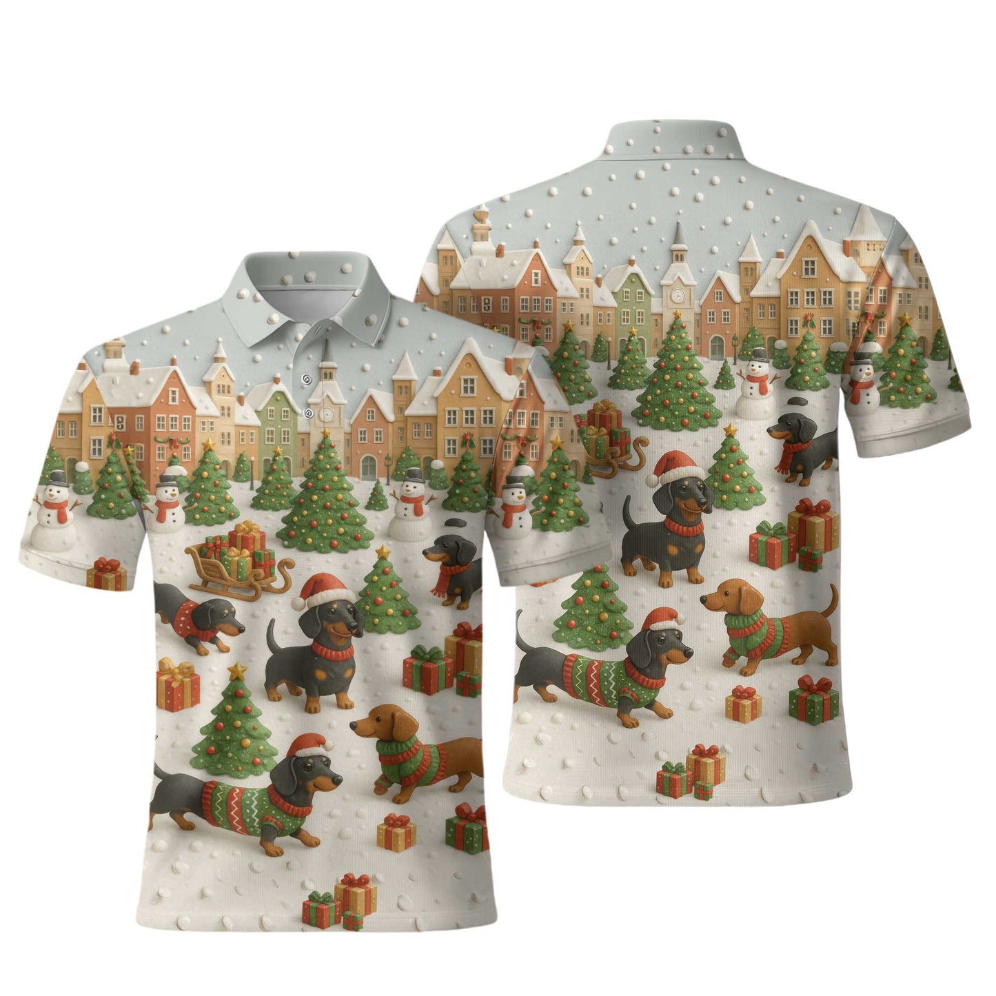 Christmas Dachshund Shirt, Holiday Weenie Dog Shirt, Winter Snow Sweater, Holiday Village Shirt
