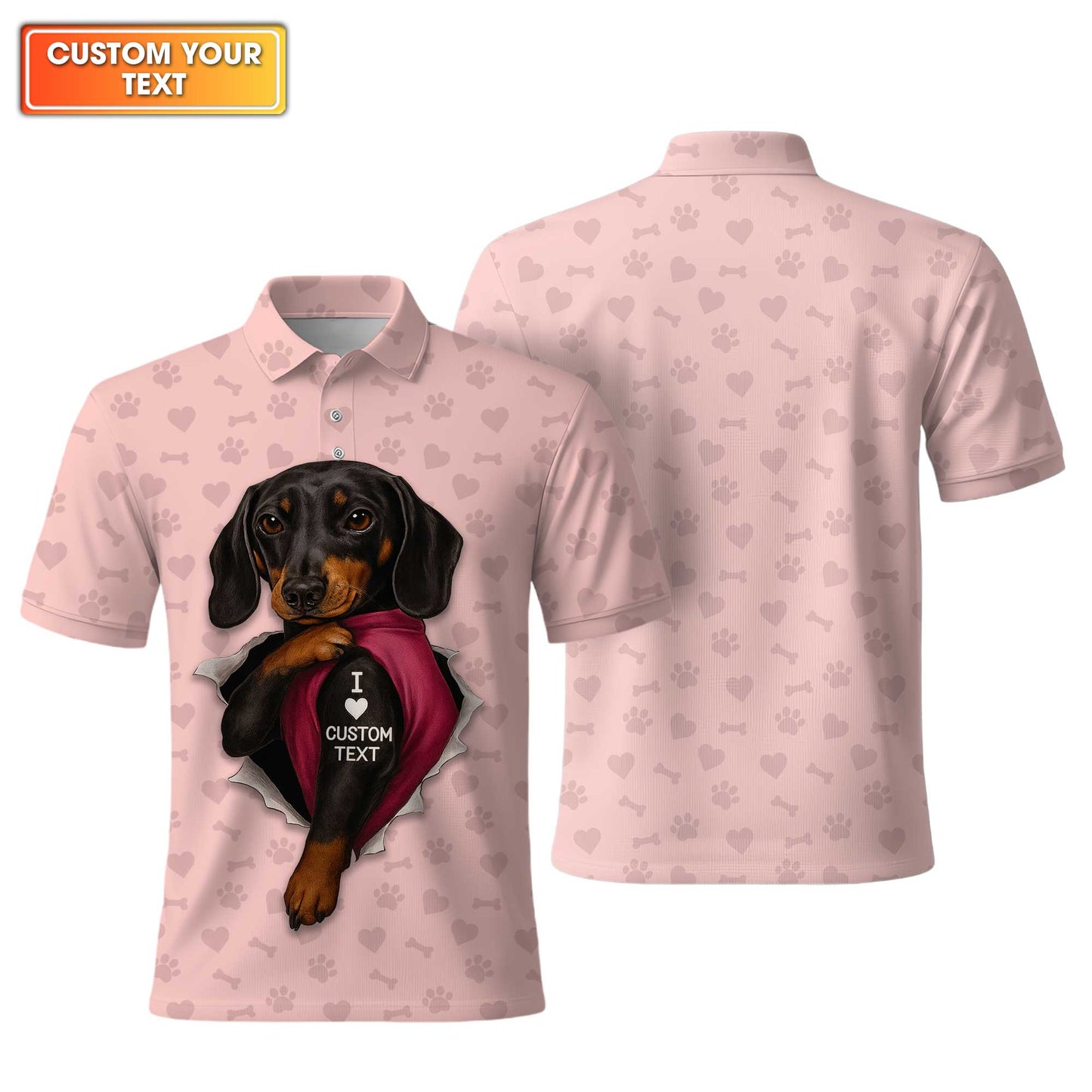 I Love Dachshund Custom Name Pink Shirt, Weenie Dog Lovers Shirt, Cute Dachshund Shirt