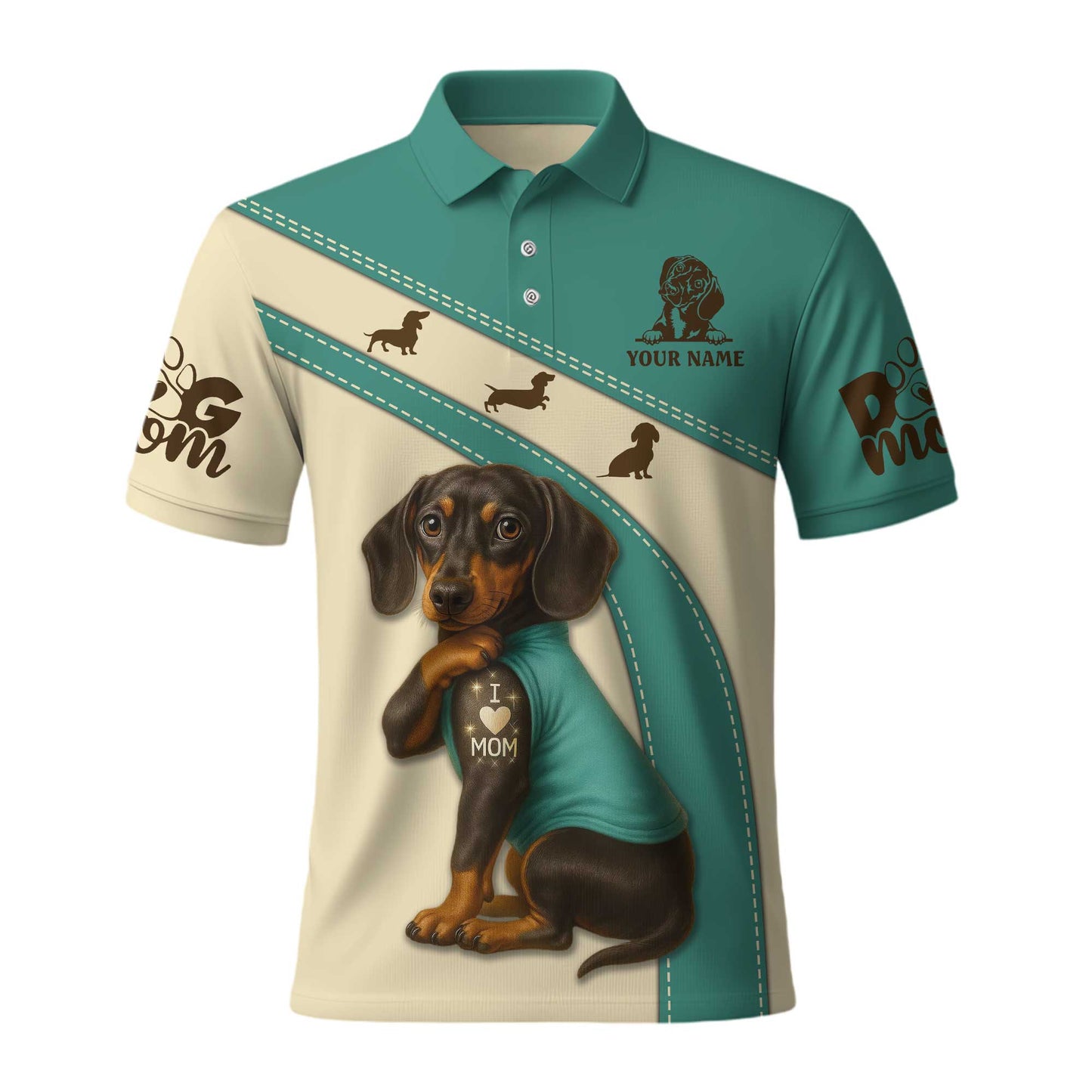 Weenie Dog Shirts, Dachshund T Shirt, Pattern Polos For Spooky Season Gift for Dog Mom - Custom Name Shirt