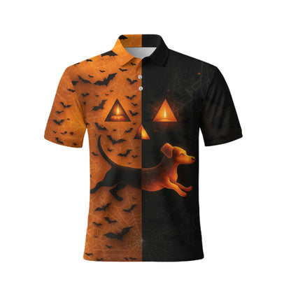 Split Orange & Black Spooky Halloween Dachshund Shirt, Dachshund Shirt, Weiner Dog T Shirt