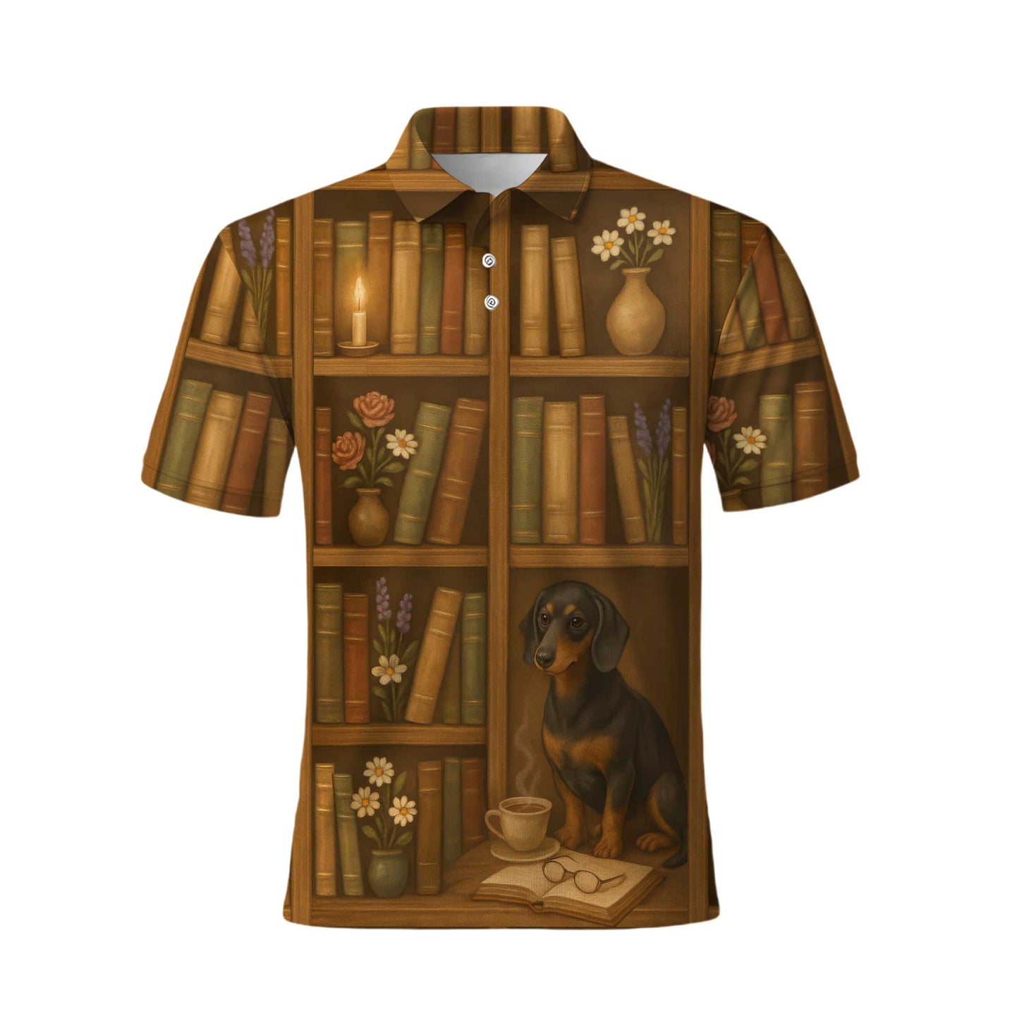 Cozy Bookshelf Design With Dog, Coffee And Candlelight, Dachshund Shirt, Dachshund Sweatshirt