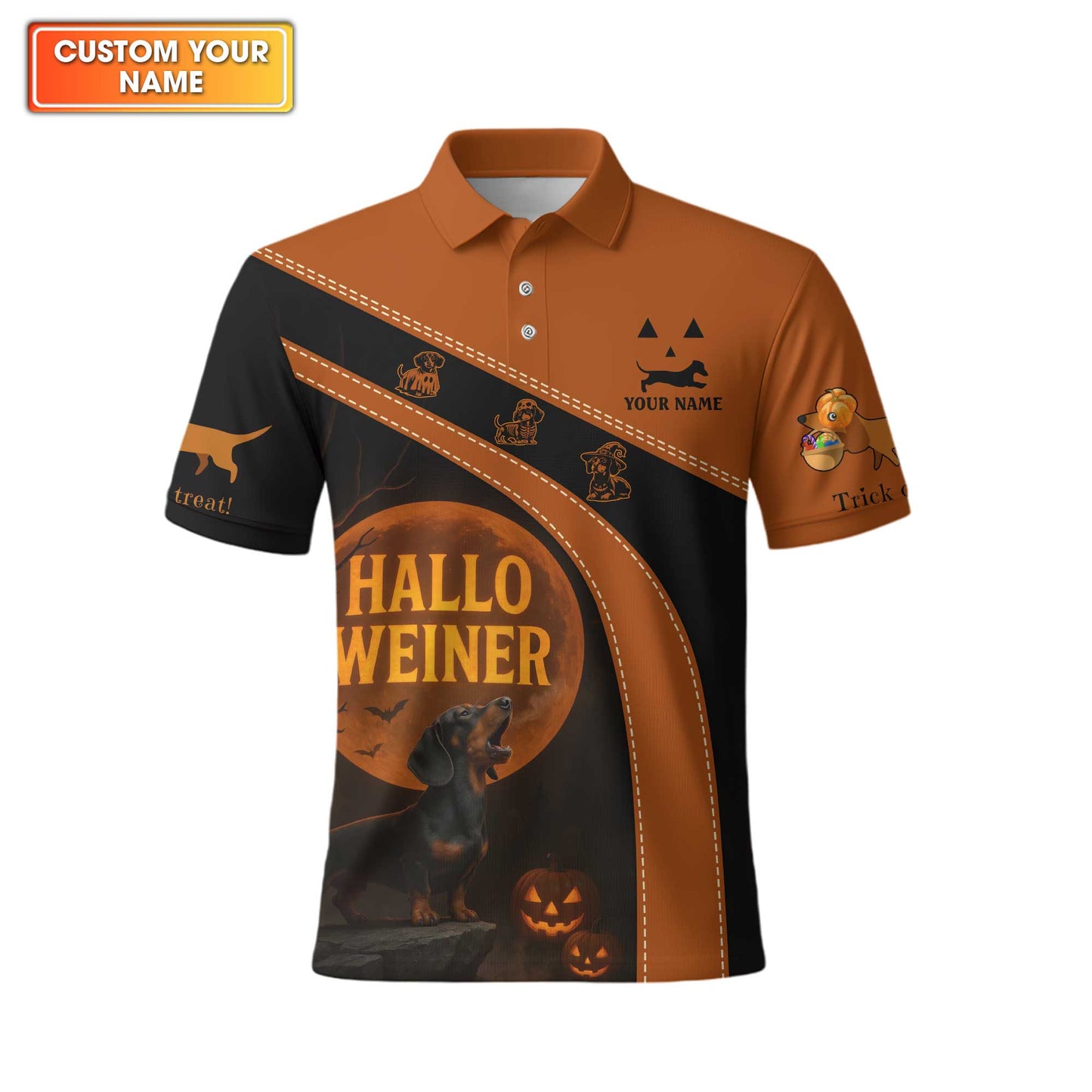 Hallo Weiner, Dachshund Shirt, Weiner Dog T Shirt, Halloween Custom Name Shirt