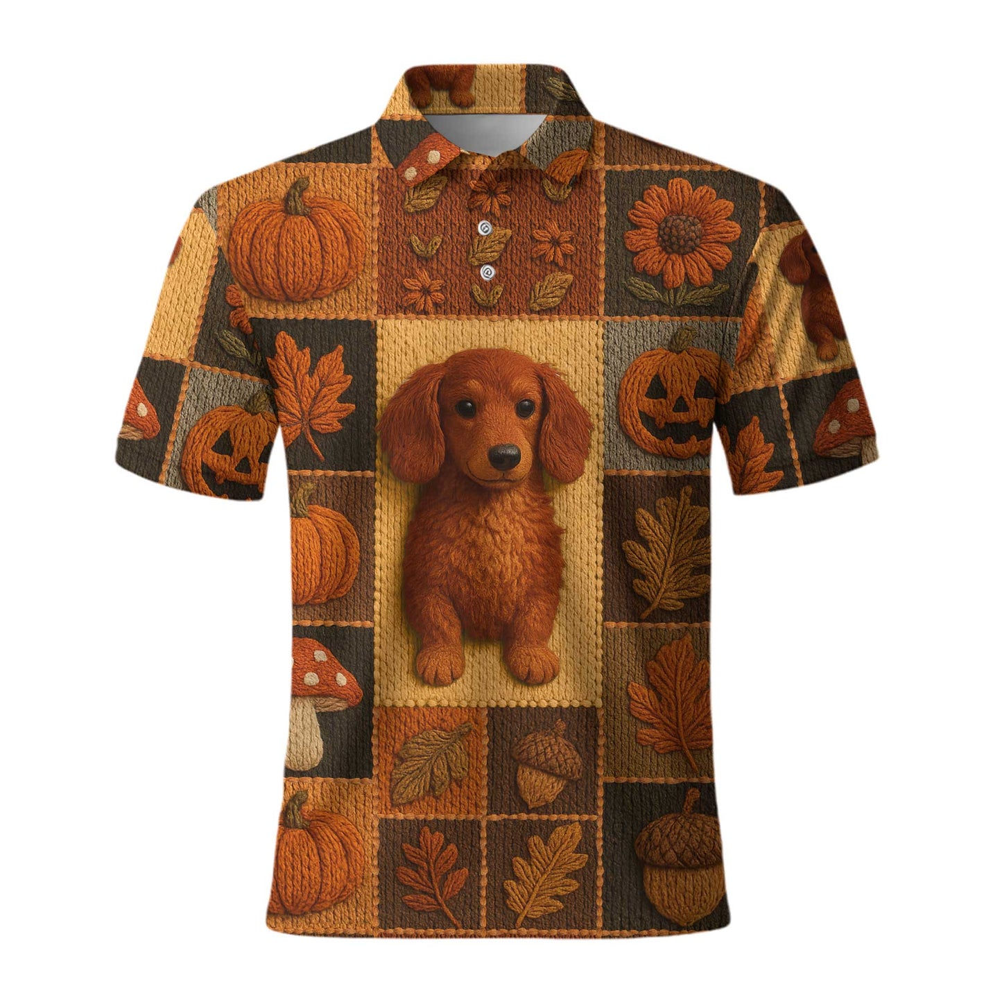 Pattern Polos For Spooky Season, Dachshund Sweatshirt, Fall Leaves Pumpkin Dog Shirt