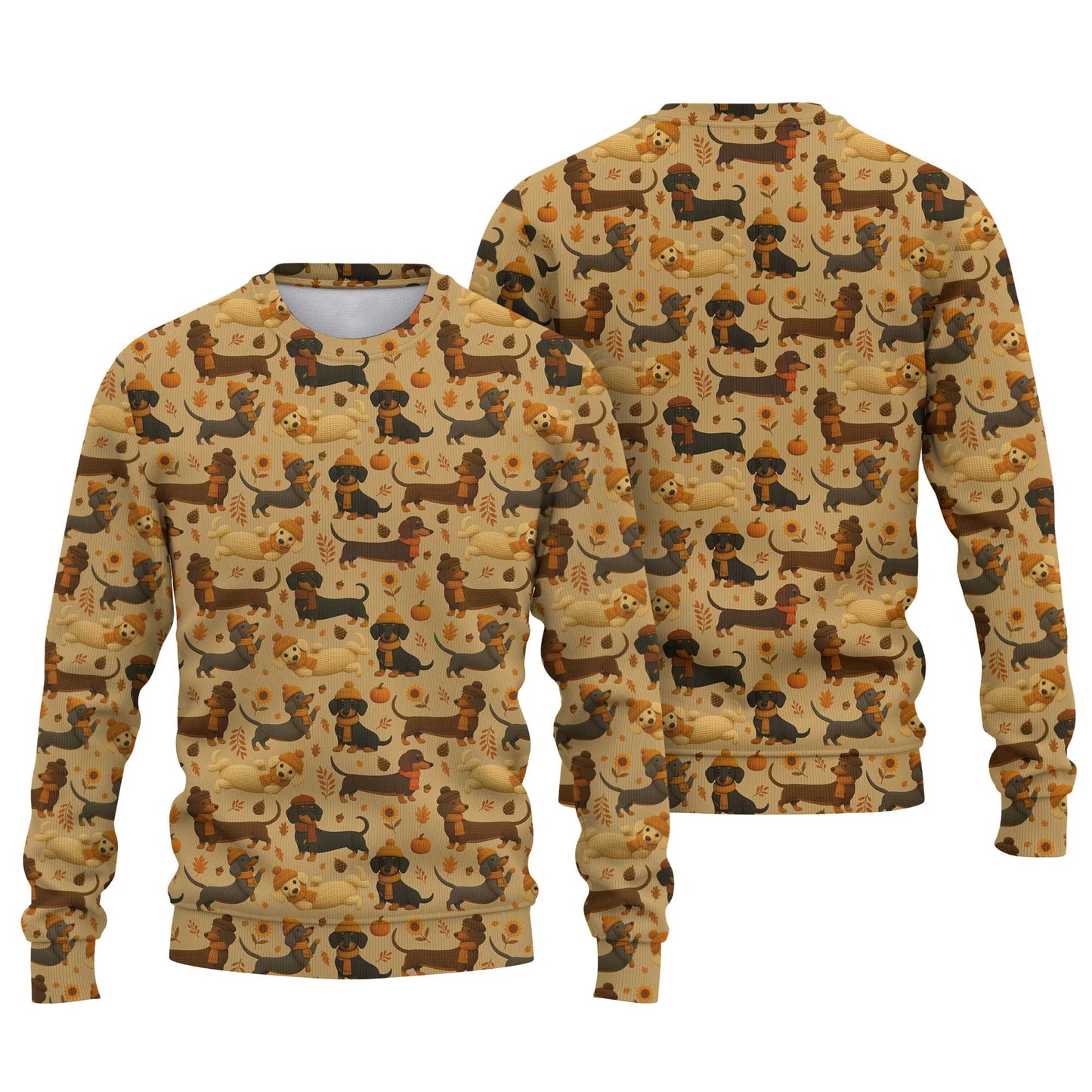 Fall Pattern Shirt, Dachshund Christmas Shirt, Weiner Dog Tee, Pattern Polos For Spooky Season