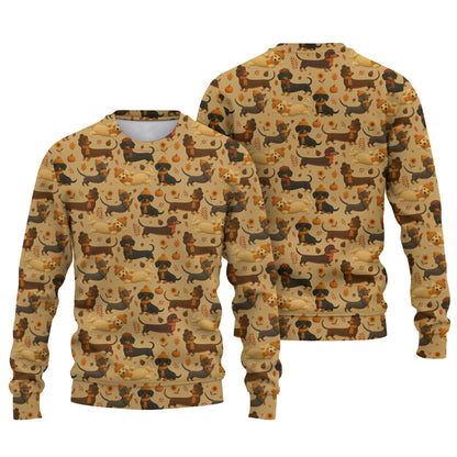 Fall Pattern Shirt, Dachshund Christmas Shirt, Weiner Dog Tee, Pattern Polos For Spooky Season