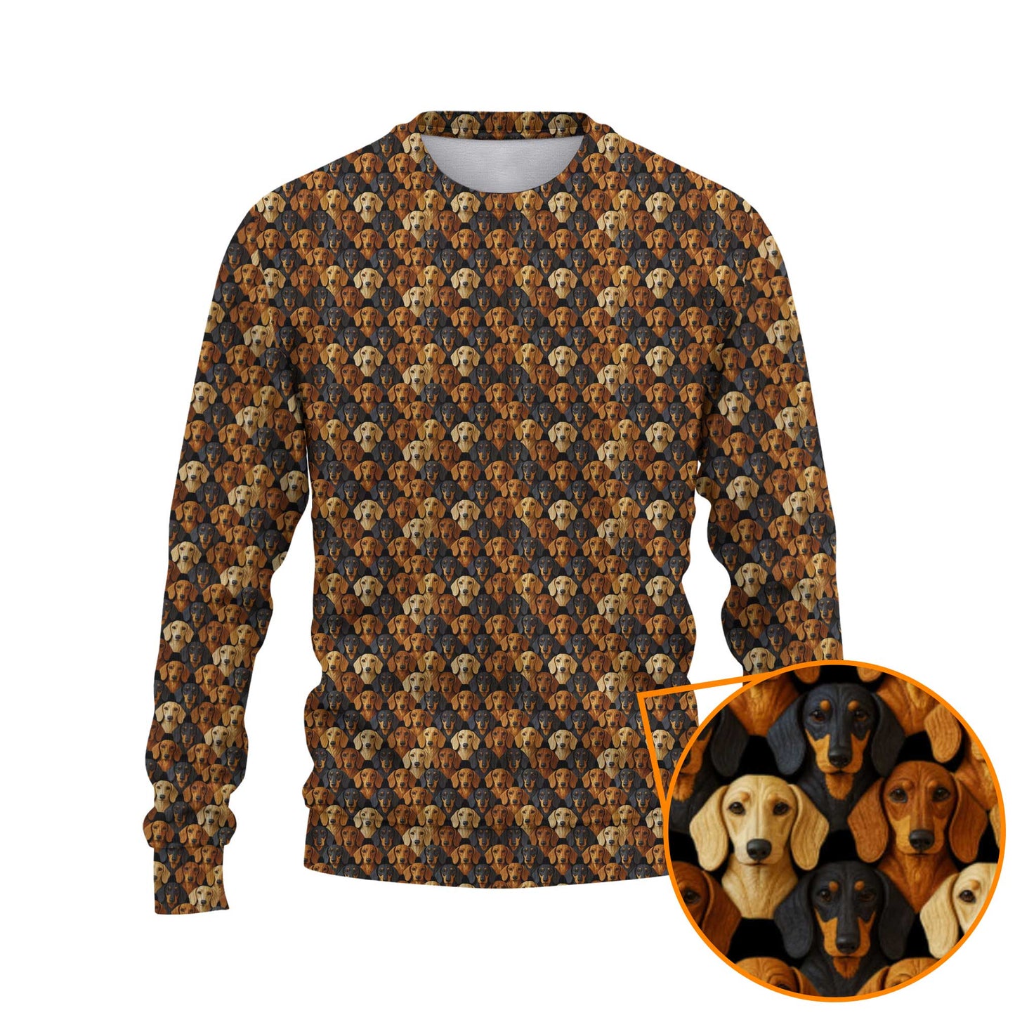 Funny All Over Print With Multiple Dog Faces Shirt, Pattern Polos, Dachshund Shirt, Weiner Dog Shirts