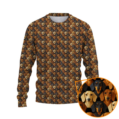 Funny All Over Print With Multiple Dog Faces Shirt, Pattern Polos, Dachshund Shirt, Weiner Dog Shirts