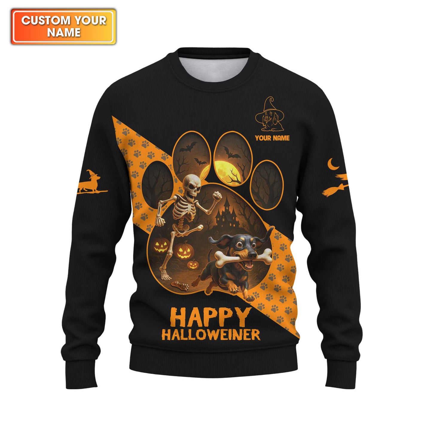 Happy Halloweiner, Dachshund Halloween Shirt, Wiener Dog T-Shirt, Custom Dog Lover Gift
