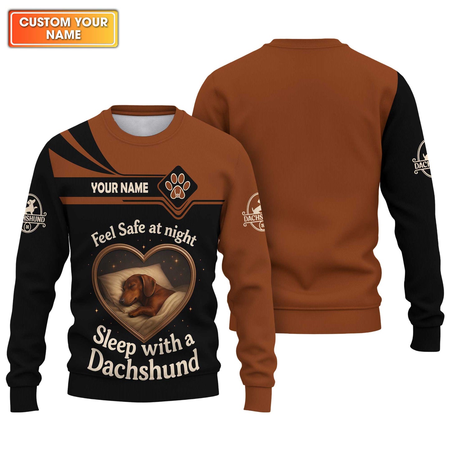Dachshund T Shirt, Weenie Dog Shirts, Sleep With Dachshund Night Theme Custom Name Shirt