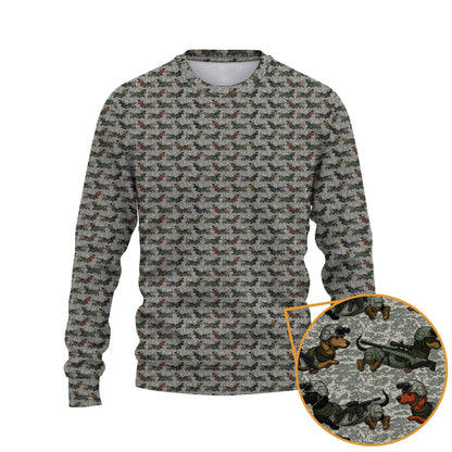 Sausage Dog Camo All Over Tee, Pattern Polos For Dog Lover, Dachshund Shirt