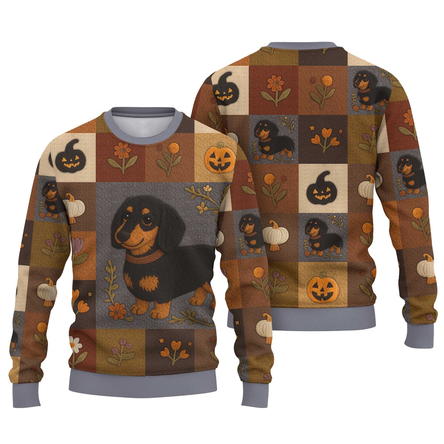 Pattern Polos For Spooky Season, Dachshund Halloween Shirt, Dachshund T Shirt - Autumn Floral Pumpkin