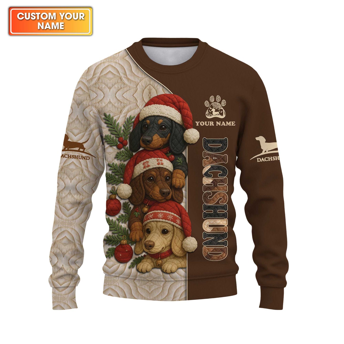 Dachshund Christmas Shirt, Wiener Dog Holiday T-Shirt, Custom Sausage Dog Gift