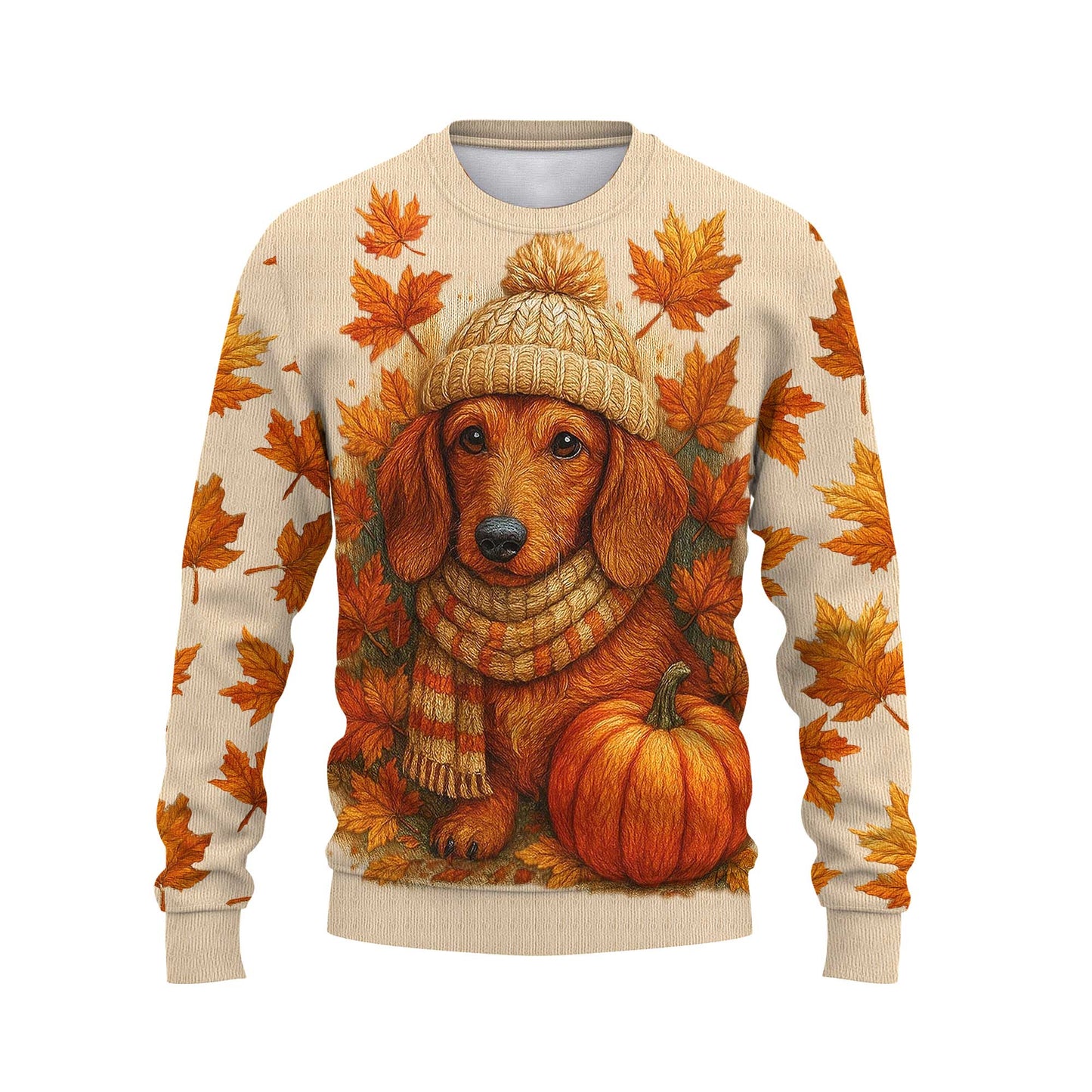 Fall Pumpkin Season Autumn Leaves Tee, Dachshund Shirt, Weiner Dog T Shirt