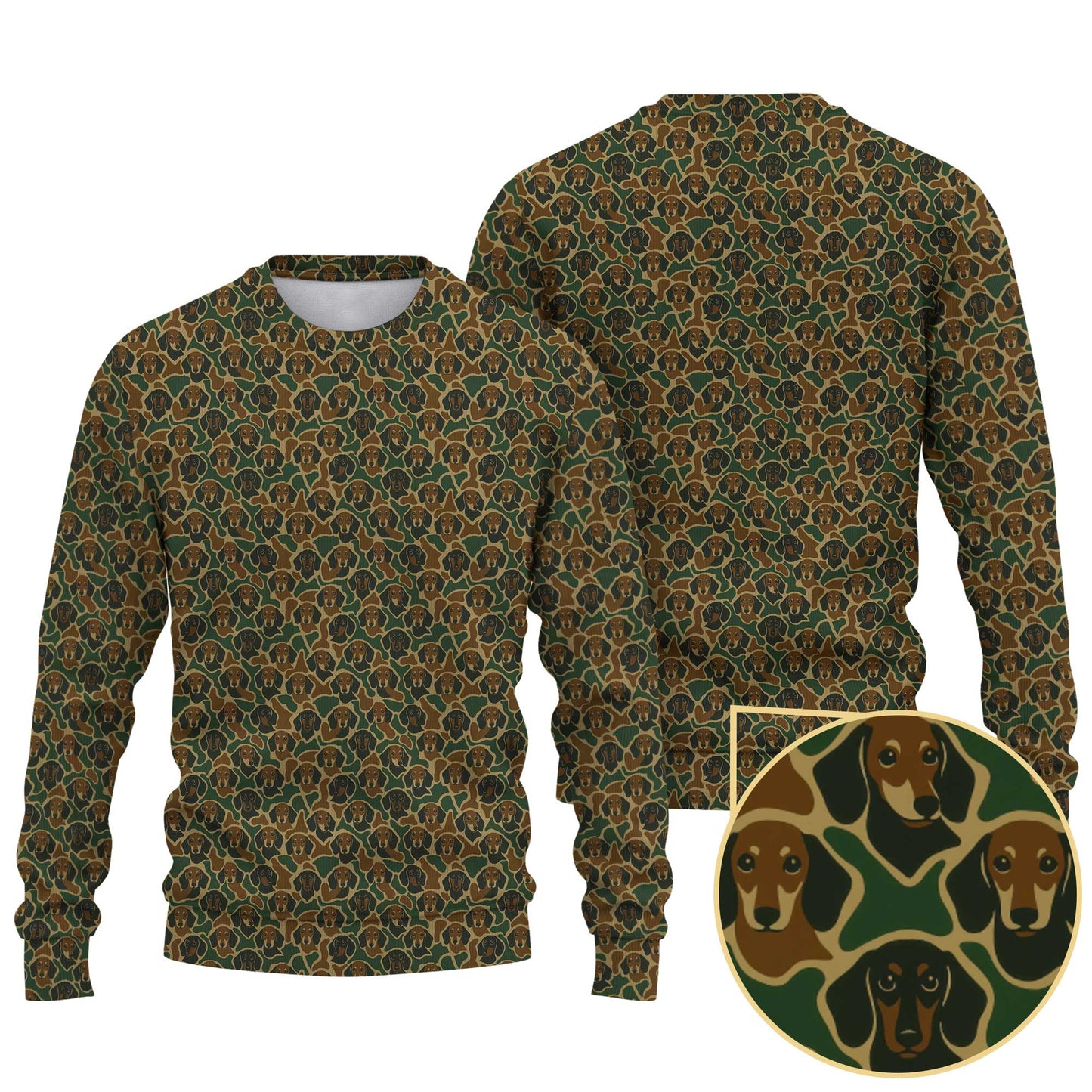 Camo Dachshund Pattern Polos , Weenie Dog Shirt, Dog Lover Gift