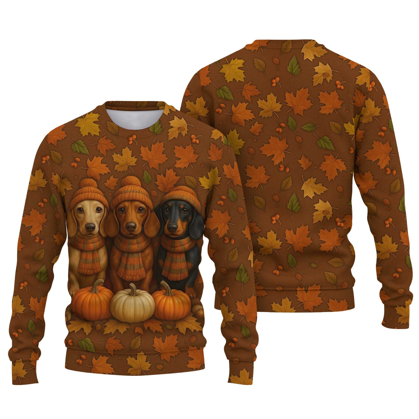 Autumn Fall Pumpkin Wiener Dog Shirt - Weiner Dog Christmas T Shirt, Dachshund Shirt Women’s, Pattern Polos For Spooky Season