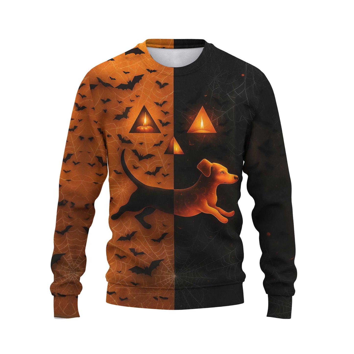 Split Orange & Black Spooky Halloween Dachshund Shirt, Dachshund Shirt, Weiner Dog T Shirt