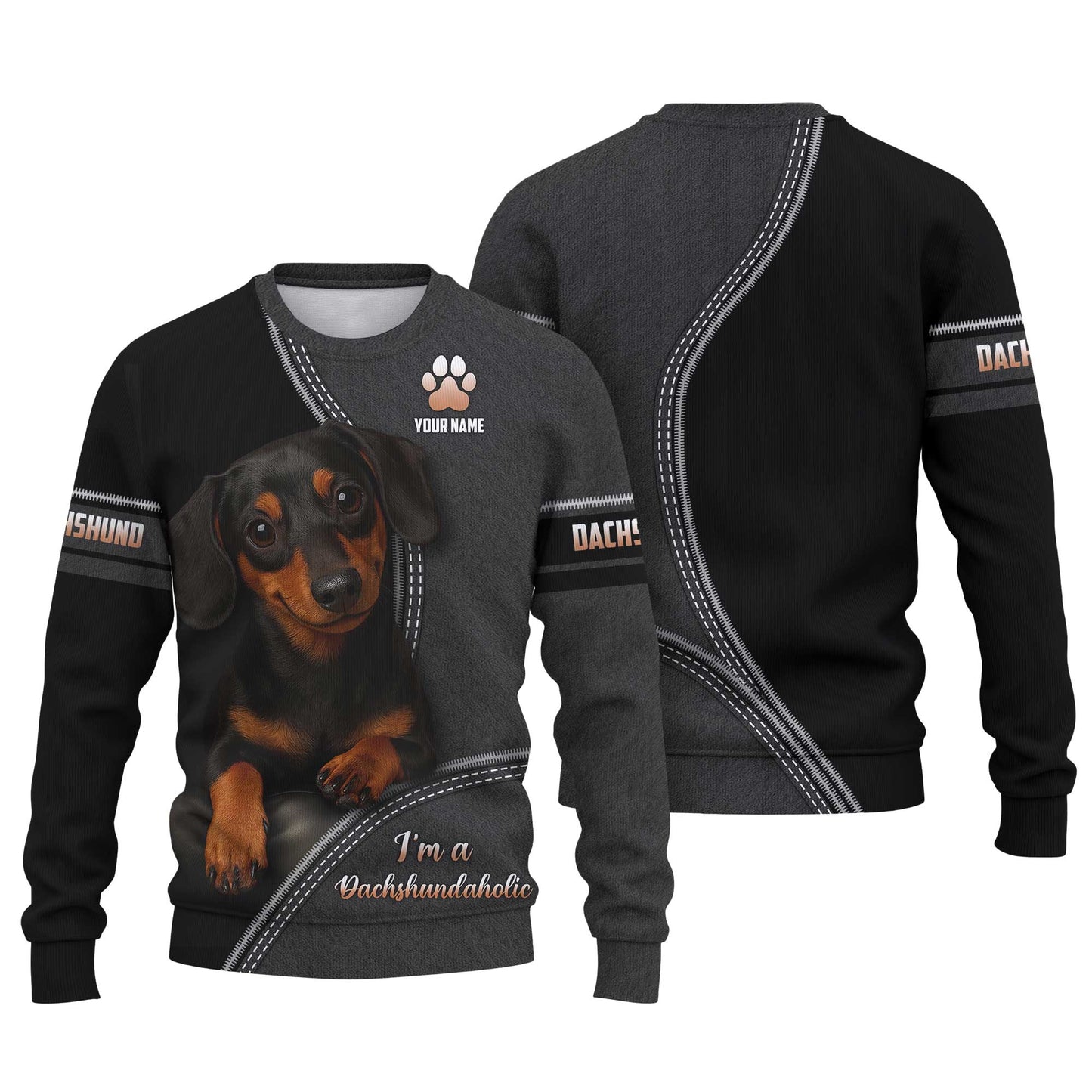 Dachshundaholic, Pattern Polos For Spooky Season, Dachshund Shirt, Weiner Dog T Shirt